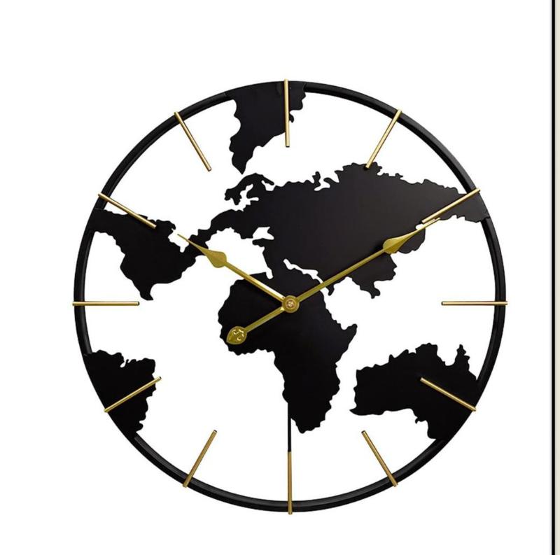 Large World Map Wall Clock